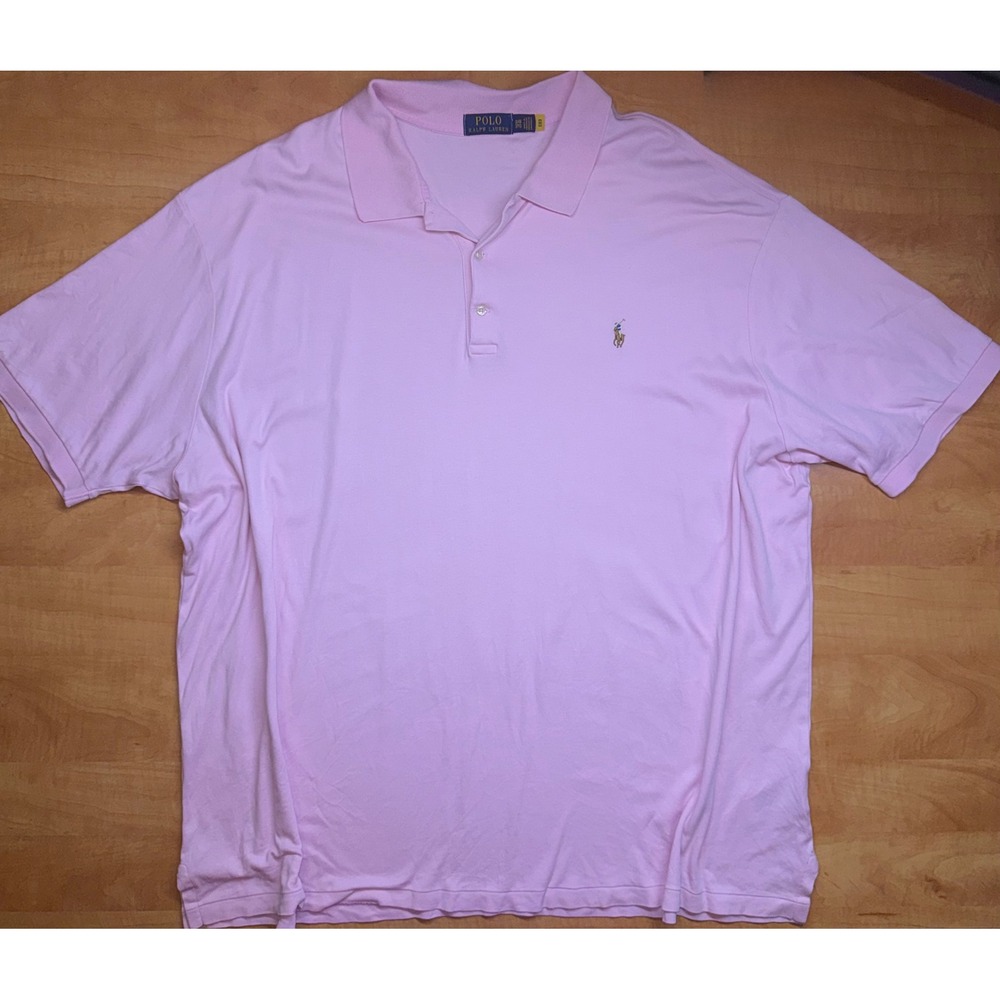 Polo Ralph Lauren Mens Pink Short Sleeve Pony Logo Polo Shirt Size 3XB Big Tall